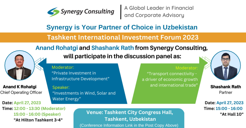 Tashkent Investment Forum graphic 2023 with headshots of speakers